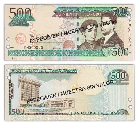Billet de Collection 500 Pesos 2004 République Dominicaine - Neuf - P172 - SPECIMEN