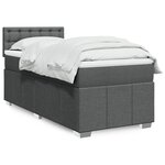 vidaXL Sommier à lattes de lit avec matelas Gris foncé 100x200cm Tissu