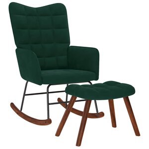 vidaXL Chaise à bascule avec tabouret en velours vert foncé