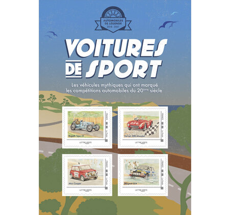 Collector 4 timbres - Voitures de sport - Rallyes Eté - Lettre verte