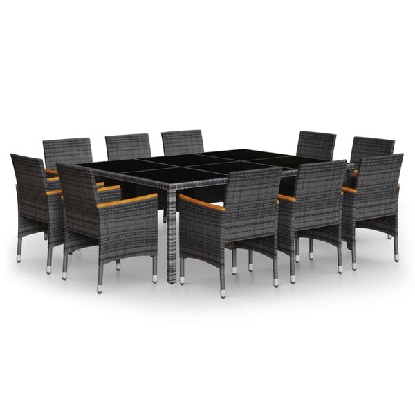 vidaXL Ensemble à manger de jardin 11 Pièces résine tressée gris