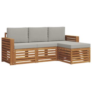 vidaXL Ensemble de canapés d'extérieur 4 pc Gris Naturel et Clair