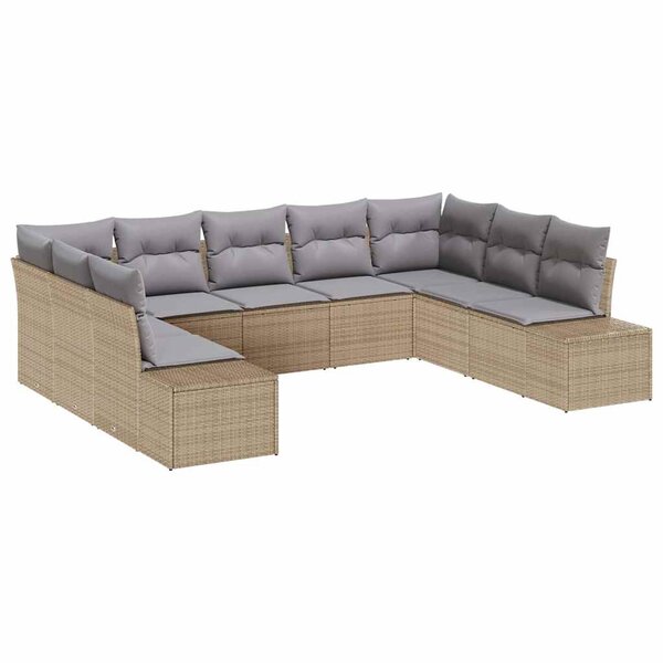 vidaXL Ensemble de canapé de jardin 9 Pièces beige et gris clair