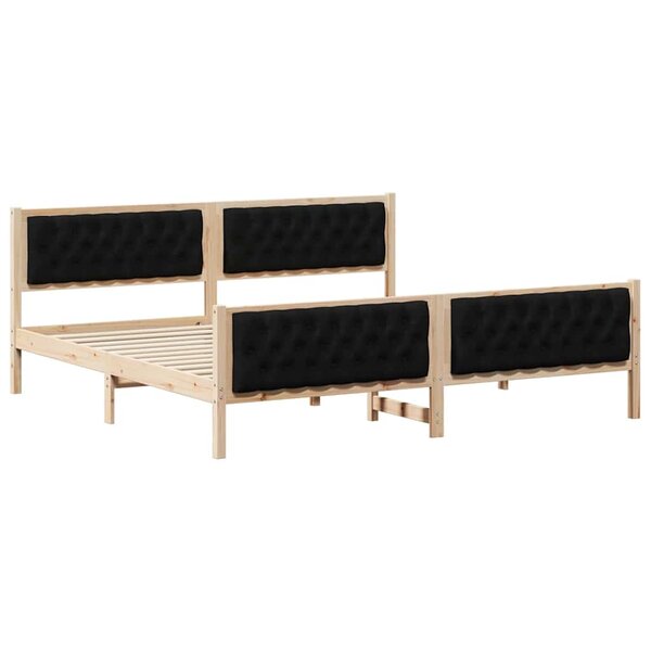 vidaXL Cadre de lit avec tête de lit Noir 200 x 200 cm Pin massif
