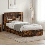 vidaXL Cadre de lit avec rangement avec tiroir Chêne fumé 75 x 190 cm