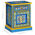 vidaXL Table de chevet Bois de manguier Turquoise Peinture à la main