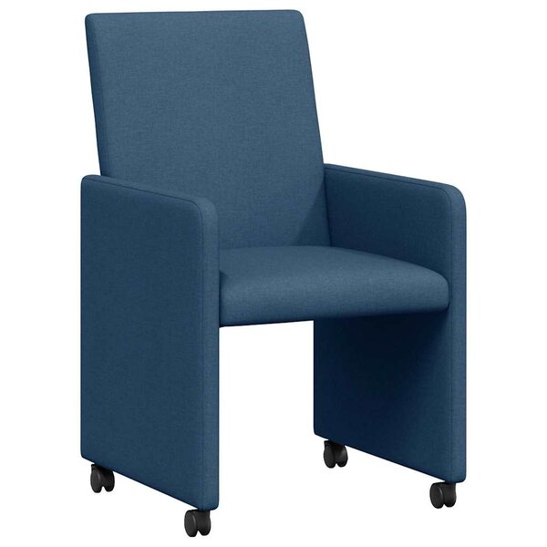 vidaXL Chaises de Salle à Manger avec Roues 2 pc tissu Bleu