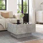 vidaXL Table basse avec LED gris béton 50x50x30 cm bois d'ingénierie