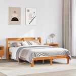 vidaXL Cadre de lit sans matelas cire marron 135x190cm bois pin massif
