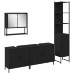 vidaXL Ensemble de mobilier de salle de bain avec stockage 4 Pièces Noir