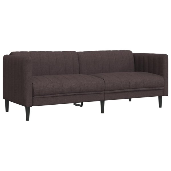 vidaXL Canapé à 3 places marron foncé tissu