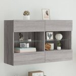 vidaXL Meuble TV mural avec lumières LED sonoma gris 98 5x30x60 5 cm