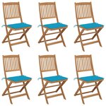 vidaXL Chaises pliables de jardin 6 Pièces avec coussins Bois d'acacia