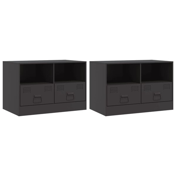 vidaXL Meubles TV 2 Pièces noir 67x39x44 cm acier