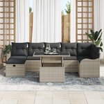 vidaXL Ensemble de canapé de jardin 8 Pièces Gris clair Poly rotin