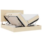 vidaXL Lit de rangement LED avec matelas Crème 180 x 200 cm Tissu