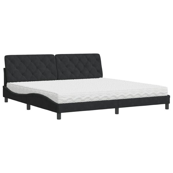 vidaXL Lit avec matelas noir 200x200 cm velours