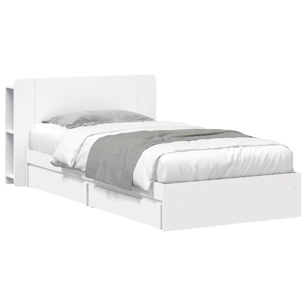 vidaXL Cadre de lit avec rangement Blanc 75 x 190 cm Bois d'ingénierie