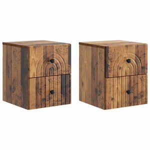 vidaXL Cabinet de chevet mural 2 Pièces Bois ancien 33 x 34 5 x 40 cm