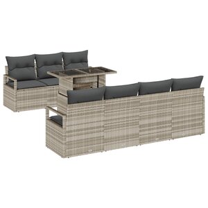 vidaXL Ensemble de Canapé de Jardin 8 pièces avec Coussins Gris Clair Poly Rotin
