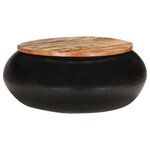 vidaXL Table basse Noir 68x68x30 cm Bois de récupération solide