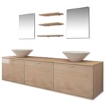 vidaXL Dix pièces pour salle de bains avec lavabo et robinet beige