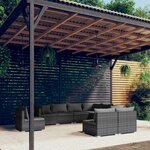 vidaXL Salon de jardin 9 Pièces avec coussins Résine tressée Gris