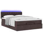 vidaXL Lit ottoman avec matelas et LED marron foncé 140x190 cm tissu