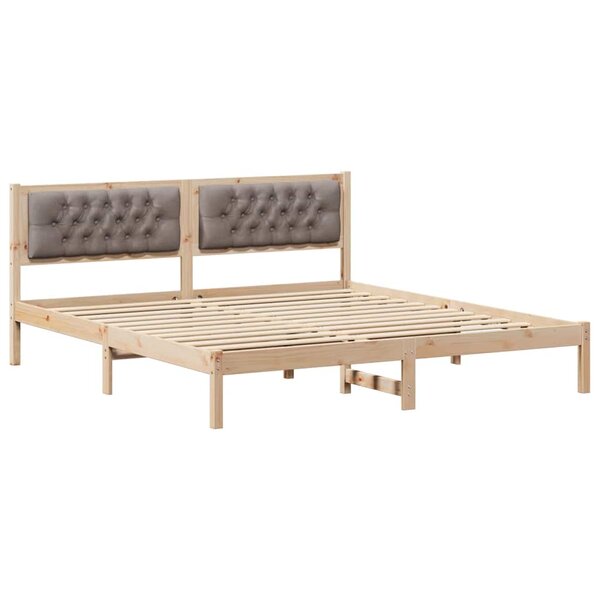 vidaXL Cadre de lit avec tête de lit Taupe 160 x 200 cm Pin massif