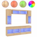 vidaXL Ensemble de meubles TV muraux 6Pièces et lumières LED chêne sonoma