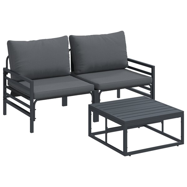 vidaXL Ensemble de canapé de jardin 3 Pièces Anthracite Acier
