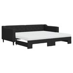 vidaXL Lit de jour avec gigogne et matelas noir 90x200 cm tissu