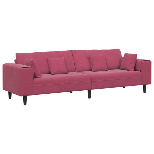 vidaXL Canapé en velours avec coussin avec oreiller Bordeaux 208 cm Velours