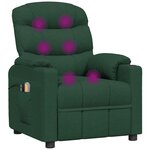 vidaXL Fauteuil électrique de massage Vert foncé Tissu