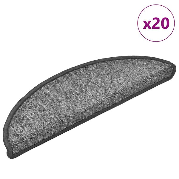 vidaXL Tapis d'escalier 20 Pièces gris foncé 56x17x3 cm