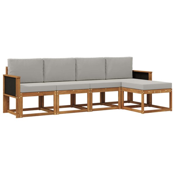 vidaXL Ensemble de canapés d'extérieur 5 pc Naturel et gris clair