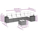 vidaXL Salon de jardin avec coussins 7 Pièces gris résine tressée