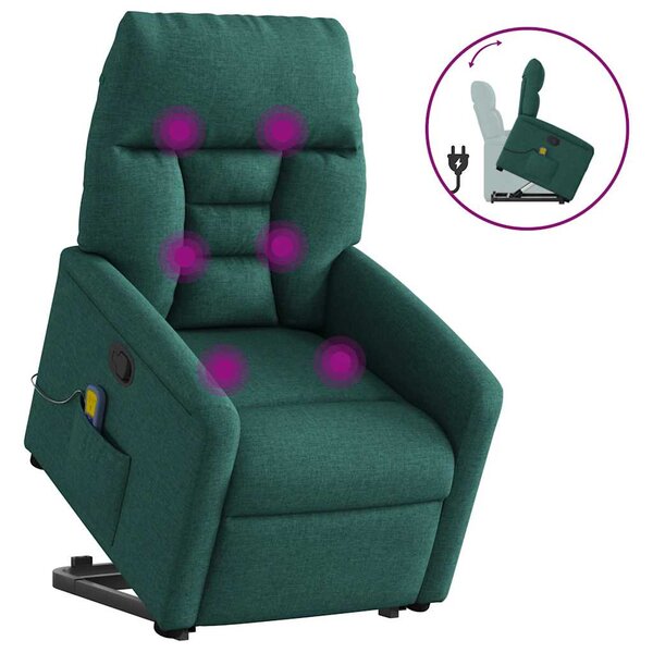 vidaXL Fauteuil inclinable de massage Vert foncé Tissu