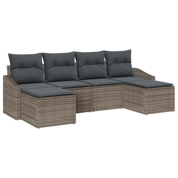 vidaXL Ensemble de salle à manger pour jardin avec coussin 6 Pièces Gris