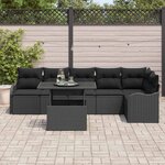 vidaXL Ensemble de canapé de jardin 7 Pièces Noir Poly Rattan