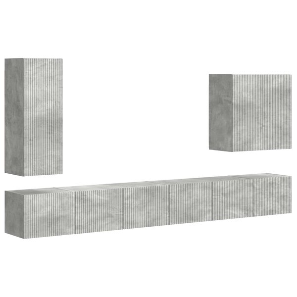vidaXL Ensemble de meuble TV mural Montage mural 6 Pièces Gris béton