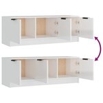 vidaXL Meuble TV Blanc brillant 102x35x36 5 cm Bois d'ingénierie