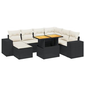 vidaXL Salon de jardin 8 Pièces avec coussins noir résine tressée