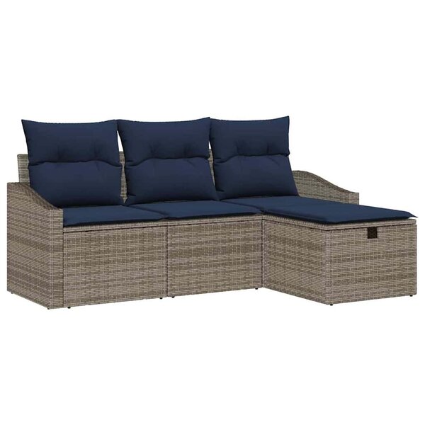 vidaXL Ensemble de Canapés avec coussin 3 Pièces polyrotin