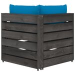 Vidaxl canapé d'angle sectionnel avec coussins bois imprégné de gris