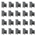 vidaXL Ensemble à manger de jardin coussins 21 Pièces Gris Résine tressée