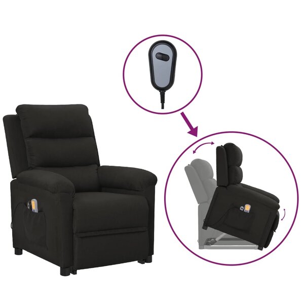 vidaXL Fauteuil de massage Noir Tissu