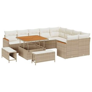 vidaXL Ensemble de canapé de jardin 12 Pièces Beige polyrotin