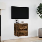 vidaXL Meuble TV mural avec lumières LED chêne fumé 41x31x45 cm