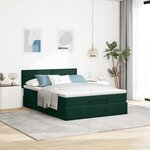 vidaXL Cadre de lit ottoman avec matelas vert foncé 140x200 cm velours